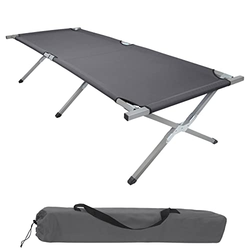 BB Sport Feldbett XXL Klappbett 210 x 72 x 45 cm Camping Bett bis 200 kg Belastbar Tragbar Klappbar Liege Reise Bequem Stabil, Farbe:Grey