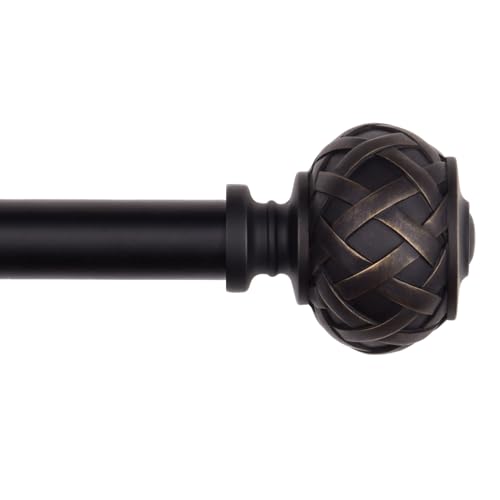 SZXIMU Gardinenstange Schwarz Ausziehbar 91-182 cm Vorhangstange mit Rundem Endstück mit Netzstruktur 36-72" für Fester,Küche,Wohnzimmer