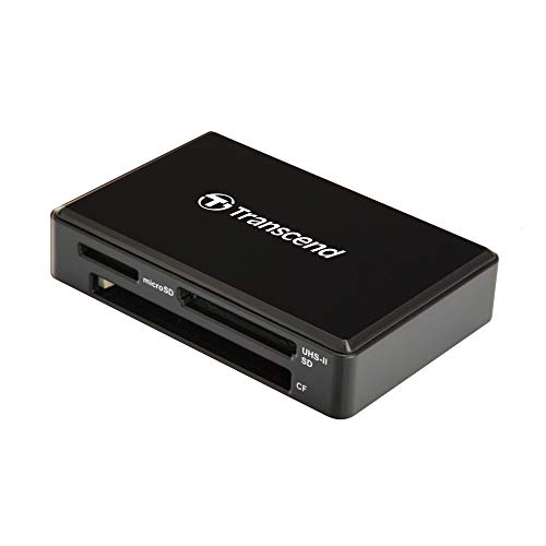 Transcend USB 3.1 Gen 1 kompakter schwarzer Multifunktionskartenleser für UHS-I & UHS-II SD-, microSD- und CompactFlash (CF) Speicherkarten TS-RDF9K2
