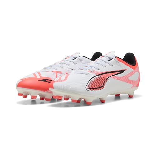PUMA Unisex Ultra 5 Play FG/AG Fussballschuh, White Black-Glowing RED, 40 EU
