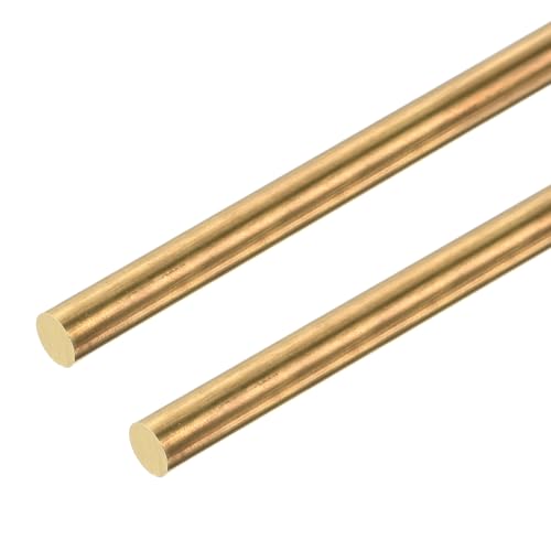DMiotech 2er Pack 3mm x 300mm Messingstangen, Massiver runder Messingstab für DIY-Handwerk Messingschweißstangen Drehbankstangen für Durchschläge Wellen Modellflugzeug Schiff Auto