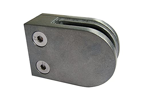 PMC Zinkdruckguss Zink roh V2A für Rohr 42,4mm Glashalter Glasklemme Glass Clamp MOD:0 (Zink Roh/flach/VSG 10,76 mm)