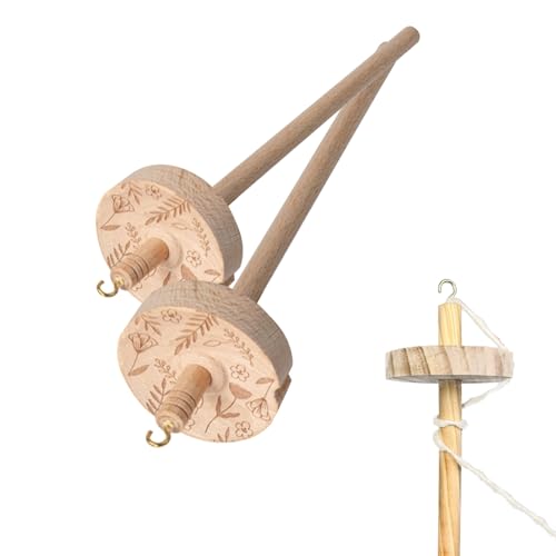 Exquisite 2er Set Holz Handspindel für perfektes Spinnen und Weben - Handgefertigte Drop Spindel mit kunstvollen Schnitzereien