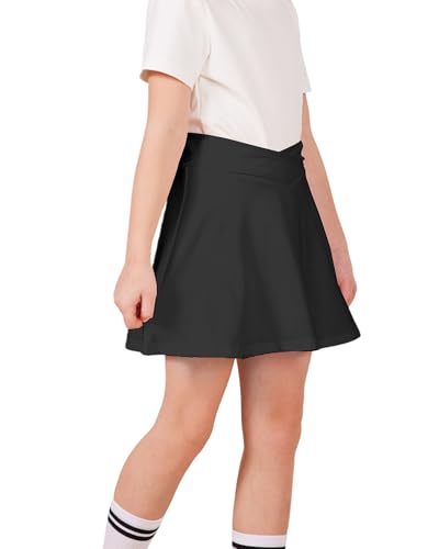Mädchen-Tennisrock Sportliche Röcke mit kurzen Innenhosen und Taschen, Tennisrock mit hoher Taille, Kinder-Golf-Mini-Röcke (DE/NL/SE/PL, Alter, 11 Jahre, 13 Jahre, Regular, schwarz)