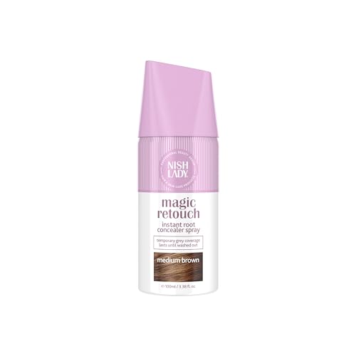 Nishlady Magic Retouch Sprays Instant Root Concealer Spray - Schnelle und Einfache Anwendung, Ansatz-Ausbesserungsspray, für Frauen Haarfarbspray Hellbraun, Schwarz (Medium Brown, 100 ml (1er Pack))