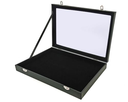 Mehrzweckkasten Schaukasten Schmucklade Schmucktablett Glasdeckel ohne Aufteilung schwarz