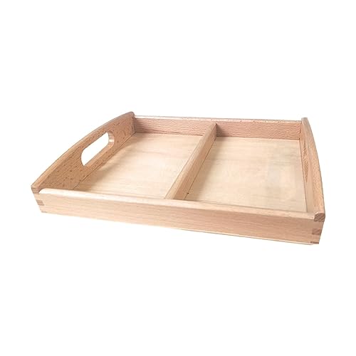 perfk Montessori-Sortiertablett aus Holz, Sandkasten, 2 Abschnitte, Lehrmittel, frühes Lernen, Ressourcen für die Kartendarstellung, frühes Lernen, Kinder,