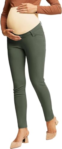 Umstandshosen Extender Umstandsleggings Über Bauch Bequeme Hosen mit Taschen Schwarz 2XL