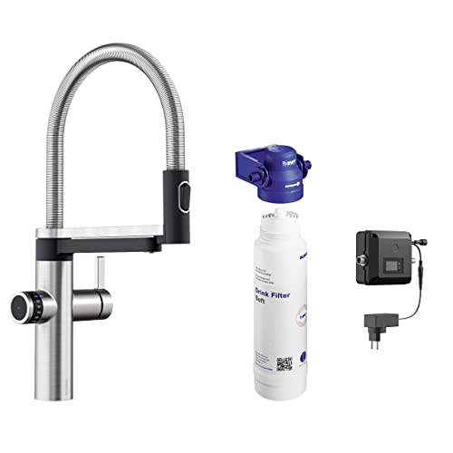 BLANCO drink.filter EVOL-S Pro PVD Steel | Wasseraufbereitungssystem | Veredeltes gefiltertes Wasser | Click & Touch Mengeneinstellung | Separater Auslauf für gefiltertes Wasser | Armatur
