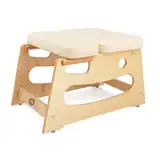 Bodhi Kopfstandhocker| Yoga Hocker aus Holz mit praktischen Griffen | Yogastuhl mit Polster für Umkehrhaltung | inkl Zusatzpolster | beige