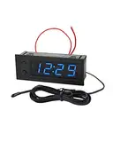 FBBULES 0.39” 3 in 1 Auto Uhr, DC 5-50V Thermometer Digital Voltmeter Elektronisch Uhr Messung Instrument LED Anzeige für SUV, Motorrad, Boot