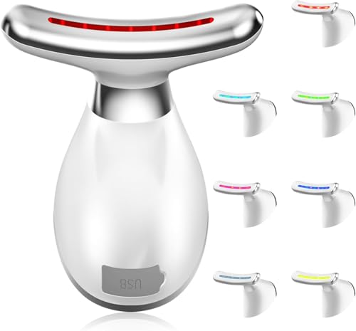 Gesichtsmassagegerät,Hals Gesicht Anti Falten 7 Farben Elektrisches Gesichtsmassagegerät 3 Modi Face Lifting Gerät,45°C EMS Gerät Gesicht im Vibrations modus,zur Hautpflege,Straffung&Verbesserung