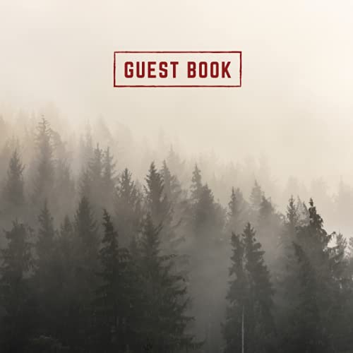 Guest Book: Visitor Guest Book for Vacation Home | Log Cabin Rustic Cottage Mountain Hotel Guest Book Sign In Log Book for Airbnb, VRBO, Bed & ... Pine Forest Silhouette (Premium Cream Paper)