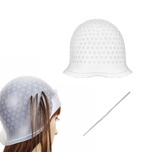 1 Stück Highlight Haar Kappe mit Strähnennadel, Silikon Strähnchenhaube Set, Silikon Highlight Kappe mit Löchern, Strähnchenhaube Wiederverwendbar für Professional Salon und Haus Haarefärben