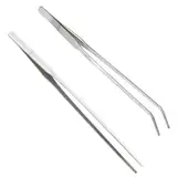 2 Stück Pinzette Edelstahl Pinzette Extra Lange Gerade Pinzette 27cm mit präzisionsgezahnter Spitze für Aquascaping, Gartenarbeiten, Kochen, Industriearbeit, Laboreinsatz