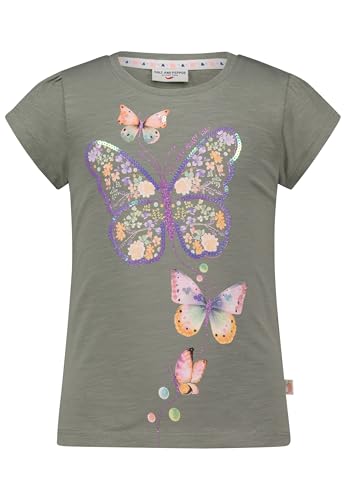 SALT AND PEPPER BY KIDS PARK Mädchen Schmetterling Print und Pailletten T-Shirt, Light Khaki, 128/134 cm