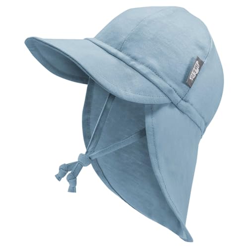 Jan & Jul Kappe für Baby-Jungen, extra Sonnenschutz mit Nackenklappe (Sturmblau, Größe M: 6-24 Monate)