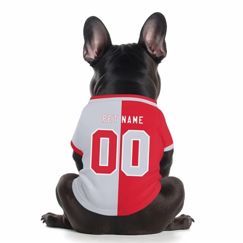 Hundeshirt für kleine, mittelgroße und große Hunde – Personalisiertes Hundefußball-Trikot mit Name, Nummer und Logo – Sportfan-Haustier-Trikots