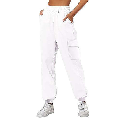 Jogginghose Damen Sporthosen Lang Freizeithose Trainingshose High Waist Sweatpants Loose Casual Stoff Lounge Hose für Frauen Lose Freizeithosen mit Taschen