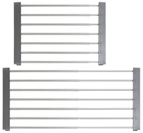 Rosenstein & Söhne Kühlschrank-Gitterboden: 2er-Set Universal-Einlegeboden für Kühlschrank, ausziehbar bis 60 cm (Einlegeböden Gitter, Teiler-Schienen, Küchenhelfer)