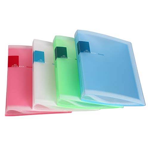 TUKA-i-AKUT [4x] Sichtbuch PP A5 insgesamt 160 Klarsichthüllen für 320 Blatt (je Buch 40 Klarsichthüllen), Transparente Hülle, Solid Präsentationsordner aus PP, 4er Set in 4 Farben, TKD8032-4x