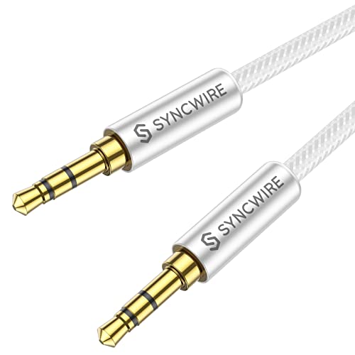 Syncwire Aux Kabel 3.5mm Audio Kabel - 3m Klinkenkabel für Kopfhörer, Apple iPhone iPod iPad, Echo Dot, Heim/KFZ Stereoanlagen, Smartphones, MP3 Player und Mehr - Nylon, Silber