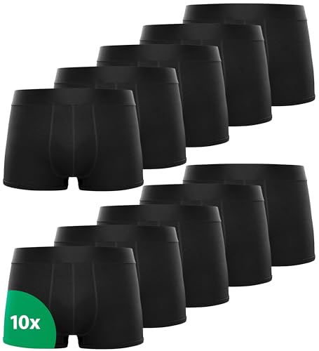 Kemes Boxershorts Herren 10 Pack Baumwolle schwarz Unterhosen atmungsaktiv Unterwäsche Herren | Größe 4XL