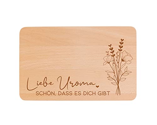 Frühstücksbrett Uroma - Geschenk Geburtstag - Dankeschön - Kleinigkeit - Hochwertiges Holzbrett aus Buche