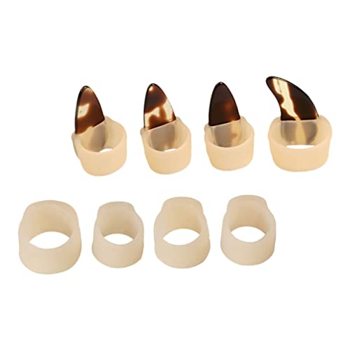 DRESSOOS Guzheng Nagelset Nagelschutz für Musikinstrumente Band Plektrum Gitarrenpicks Ukulelenpickel Nagelzubehör koto Silikon-Guzheng-Nagelschutz Nagelabdeckungen üben Kieselgel Beige