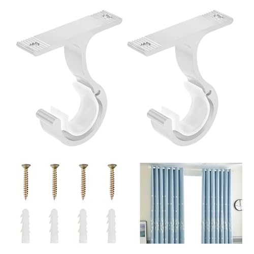 2 Stück Vorhangstangen Halterungen für 20-28 mm Durchmesser, Robuste Aluminiumlegierung Gardinenstangen Halterung, Verstellbare Gardinenstange Deckenmontage Mit Schrauben