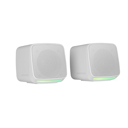 MARSGAMING MS-PRO, Kompakte Lautsprecher 10W, Dynamische RGB Flow, PC-Lautsprecher mit Kontrollbox und 3,5mm Klinkeneingang, Gaming Lautsprecher kompatibel mit PC/Mac/Smartphone/Tablet, Weiß
