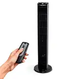 MEDION Turmventilator mit Fernbedienung (3 leise Geschwindigkeitsstufen, 45 Watt Leistung, Timer, zuschaltbare Schwenkfunktion - Oszillation, MD10319) schwarz