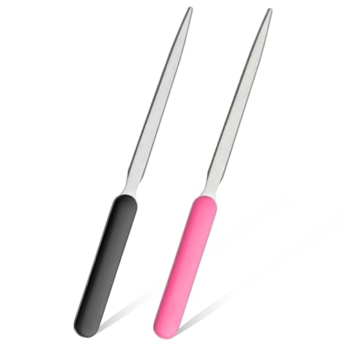 ZEYIYER 2 Stück Brieföffner Edelstahl, Metall Leichter Brieföffner Edel für Büro, Zuhause, Schulbedarf, Briefoeffner(Schwarz,Rosa)