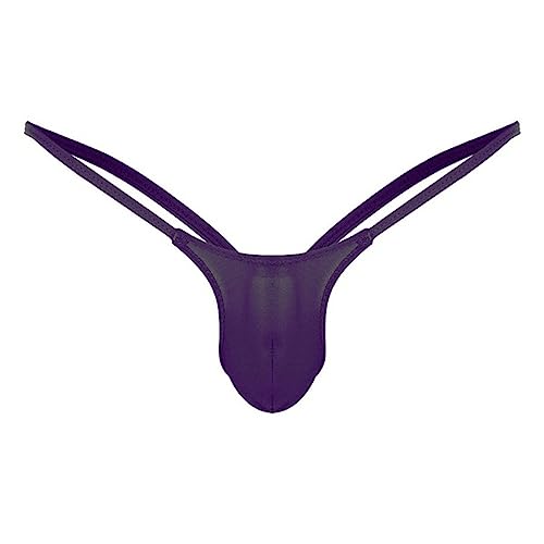2025 - Slips Aufstieg niedrige Herrenunterwäsche G-String-Unterhosen, Thong zurück offen Dessous Open (Purple, L)