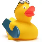 Duckshop I Badeente Surfer I Quietscheente I L: 7,5 cm - inkl. Quietscheentchen-Schlüsselanhänger im Set I Geschenk für Wassersportler I Geschenk Lifestyle