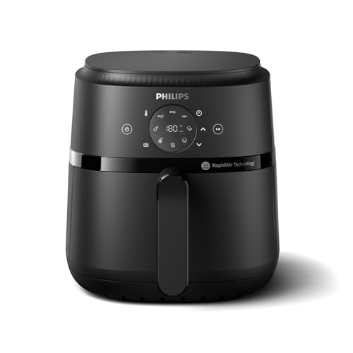 Philips Airfryer 2000 Series 4,2L - Digitaler Touchscreen, 13 Garmethoden, 9 voreingestellte Kochprogramme, bis zu 90% weniger Fett mit RapidAir Technologie, 1500W Leistung, Schwarz (NA229/00)