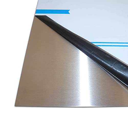 B&T Metall Edelstahl V2A Blech-Zuschnitt geschliffen K240, foliert | 1,0 mm stark | Größe 20 x 40 cm (200 x 400 mm)