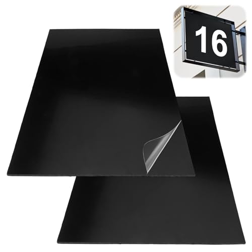 2 Stück 30 x 20 cm Schwarz Plastikplatte, Kunststoffplatte 3mm, Hohe Härte Abs Kunststoffplatte, Antistatisch Polyethylen Platte, Geeignet für Modellbau, Basteln, Schutzbleche und Heimdekoration