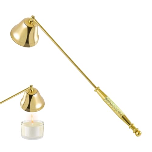 Kerzenlöscher aus Edelstahl, Dochtlöscher aus Edelstahl mit langem Griff, Sicheres Design für Kerzen, Candle Extinguisher geeignet für Hause Küche(Gold)