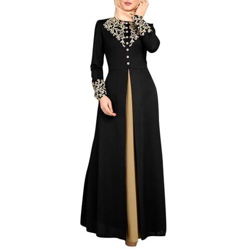 Stylische Frauenbekleidung Muslimische Abaya Moderner Eleganter Langer Rock für Frauen Dubai Arabische Robe Hochwertiges Kleid (Black, L)