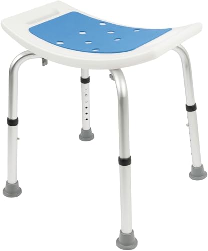 KARAT Duschhocker - höhenverstellbarer Duschstuhl 37,5-49,5cm - belastbar bis 136kg - Duschsitz rutschfest & stabil - Badewannenhocker - Anti-Rutsch-Gummifüße Badsitz Badstuhl (ohne Querverstrebungen)