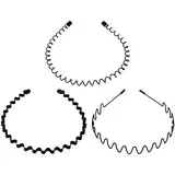 Hanyousheng 3 Stück Metall Haarband, Schwarz Welle Metall Stirnband, Haarreifen Damen, Haarbänder für Männer Frauen, für Outdoor Sports Yoga