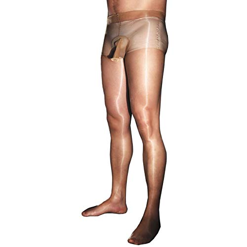 BESYFAY Herren Sexy Öl Glänzend Strumpfhosen 1 Den Transparent Ultradünnes Seidenglatt Feinstrumpfhose mit Penishülle