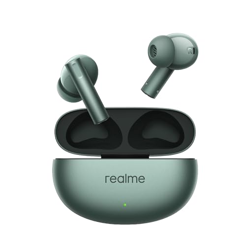 realme Cuffie Wireless Buds Air 6, Hi-Res Professional, 12.4mm Deep Bass Driver, 50dB Smart Active Noise Cancellation, Up to 40 Hours of Playback， Forest Green
