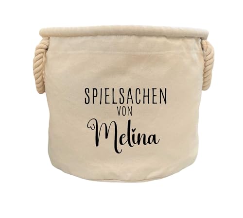 minimutz Aufbewahrungskorb Kinderzimmer - Personalisiert mit Name- Spielzeugkorb Mädchen Jungen - Spielzeugbox Herzen 30x30cm Baumwolle (Spielsachen)