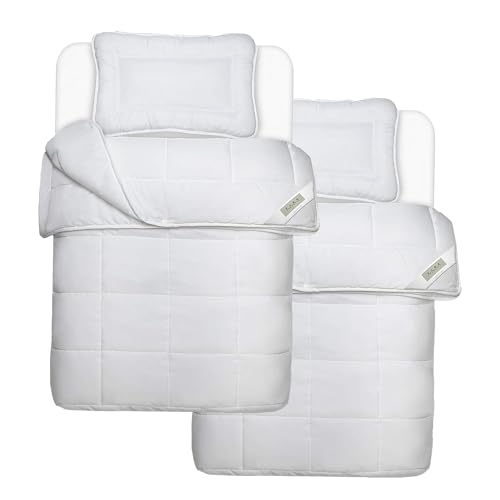 Julido 4-Jahreszeiten Doppel-Kinderbett Set 2X Kuschelige Bettdecke 100x135 cm & 2X Kissen 40x60 cm, Weicher Mikrofaserbezug, Leicht, Strapazierfähig & Öko-Tex 100 Zertifiziert