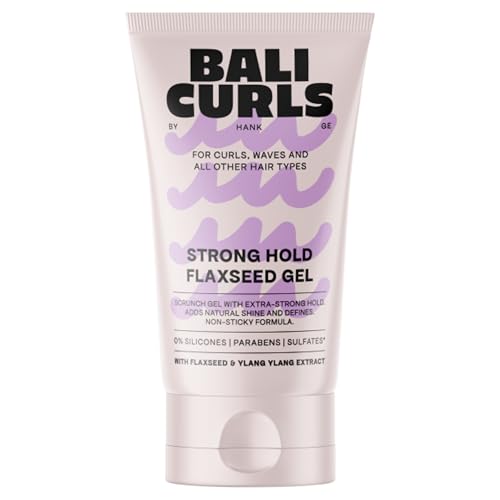 BALI CURLS Strong Hold Flaxseed Gel – Extra starkes Scrunch-Gel für definierte Locken – Langanhaltender Halt & natürlicher Glanz – Curly Method geeignet – Ohne Silikone – 150 ml