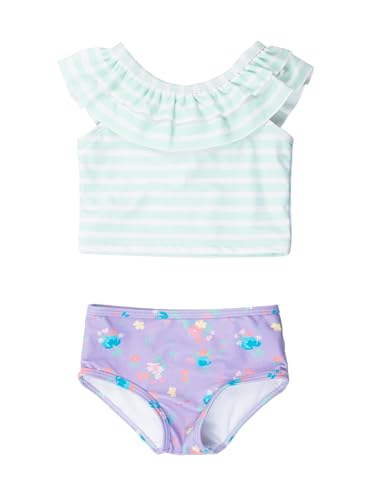 RuffleButts Tankini-Badeanzug für Babys und Kleinkinder, ärmellos, mit LSF 50+ Sonnenschutz, Purple Garden, 5 Jahre