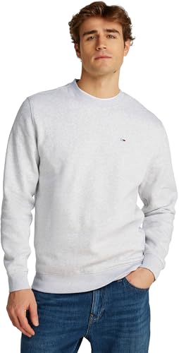Tommy Jeans TJM Reg S Flag Crew Pullover Sweatshirt, Herren, Grau (Silver Grey Heather), XL