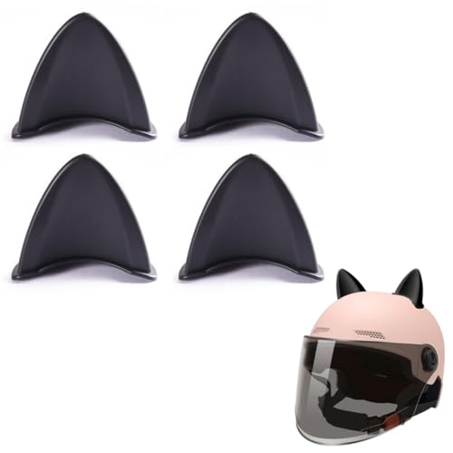UENXRXE 4 Stück Helm ohren Motorradhelm Katzenohren, Motorradhelm ohren,Katzenohren Motorradhelm Dekorative, Niedliches Helmzubehör Ohren（Rosa） (Schwarz)